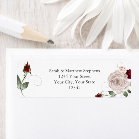 Cabernet Red en Dusty Blush Waterverf Rozen Etiket (Insitu)