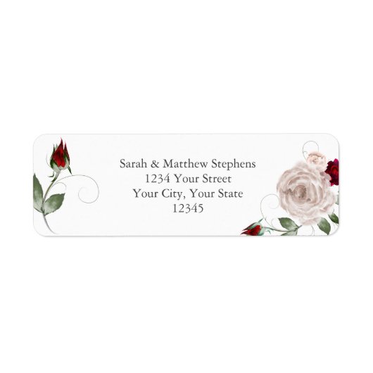 Cabernet Red en Dusty Blush Waterverf Rozen Etiket (Voorkant)