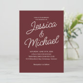 Cabernet Red Script Moderne stijlvolle uitnodiging (Staand voorkant)