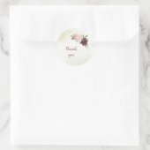 cabernet roze bloemen groen bruiloft ronde sticker (Tas)