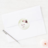 cabernet roze bloemen groen bruiloft ronde sticker (Envelop)