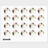 cabernet roze bloemen groen bruiloft ronde sticker (Vel)