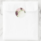 cabernet roze bloemen groen bruiloft ronde sticker (Tas)