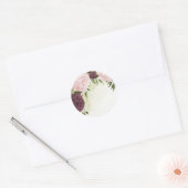 cabernet roze bloemen groen bruiloft ronde sticker (Envelop)