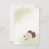 cabernet roze bloemen groene bladeren bruiloft bedankkaart (Achterkant)