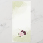 cabernet roze bloemen groene bladeren bruiloft menu (Achterkant)