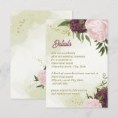 cabernet roze bloemen groene bladeren informatiekaartje (Voorkant / Achterkant)