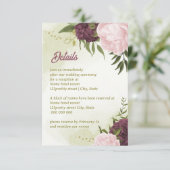 cabernet roze bloemen groene bladeren informatiekaartje (Staand voorkant)