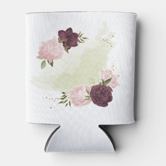 cabernet roze bloemengroen blikjeskoeler (Voorkant)