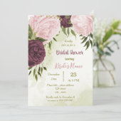 cabernet roze bloemetjes groen blad vrijgezellenfe kaart (Staand voorkant)