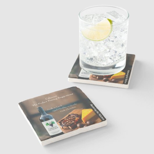 Cabernet Wine Pairing Guide/Mastering the Kitchen Stenen Onderzetter (Zijkant)