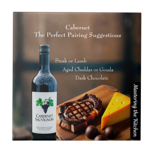 Cabernet Wine Pairing Guide/Mastering the Kitchen Tegeltje (Voorkant)