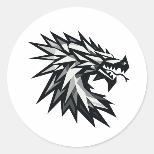 Cabeza de dragón poligonal ronde sticker (Voorkant)