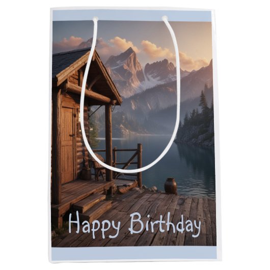 Cabin aan het meer medium cadeauzakje (Voorkant)