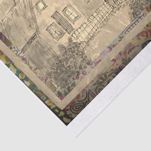 Cabin aan het meer tissuepapier (Detail)