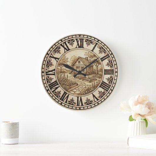 Cabin and Garden - Wall Clock Grote Klok (Huis)