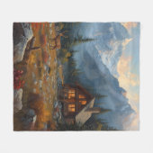 Cabin and Mountains Fleece Blanket Deken (Voorkant (Horizontaal))