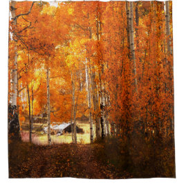 Cabin Aspen Autumn Utah Zion Douchegordijn