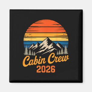 Cabin bemanning 2026 retro berg zonsondergang fami magneet