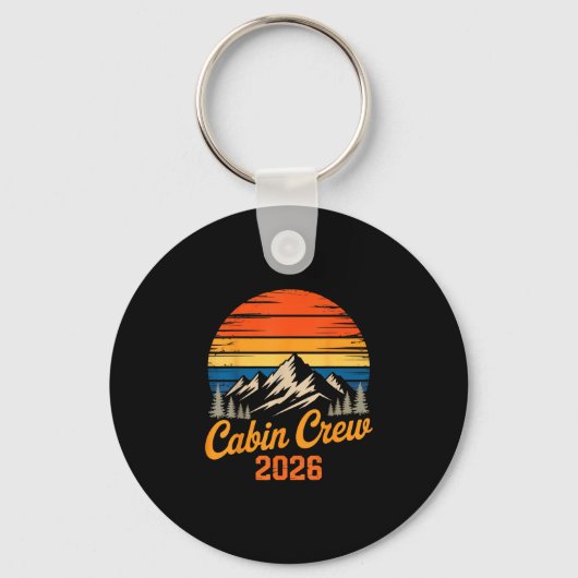 Cabin bemanning 2026 retro berg zonsondergang fami sleutelhanger (Voorkant)