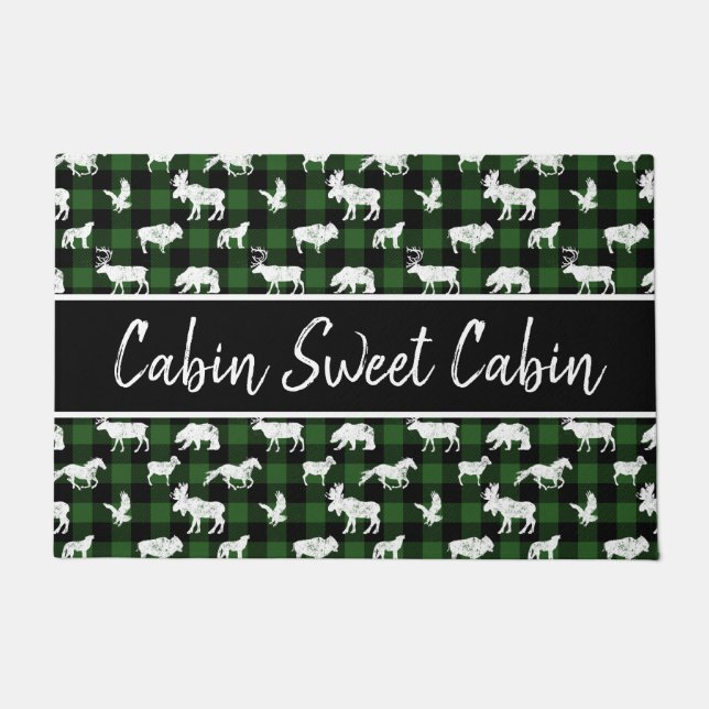 Cabin Buffalo Pset Lumberjack Check Patroon groen Deurmat (Voorkant)