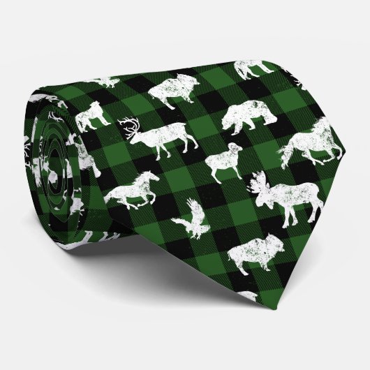 Cabin Buffalo Pset Lumberjack Check Patroon groen Stropdas (Opgerold)