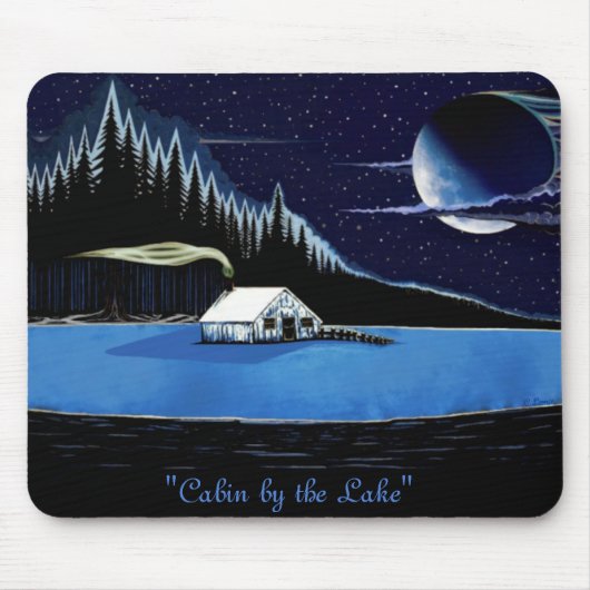 "Cabin by the Lake" Mousepad ontwerp. Muismat (Voorkant)