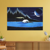 "Cabin by the Lake" uitgestrekte canvas. Canvas Afdruk (Insitu (Woonkamer))