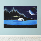"Cabin by the Lake" uitgestrekte canvas. Canvas Afdruk (Insitu (Houten vloer))