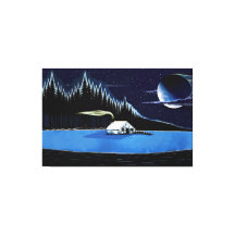 "Cabin by the Lake" uitgestrekte canvas.