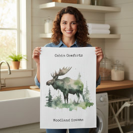 Cabin Comfort & Woodland Dreams Rustieke Waterverf Theedoek