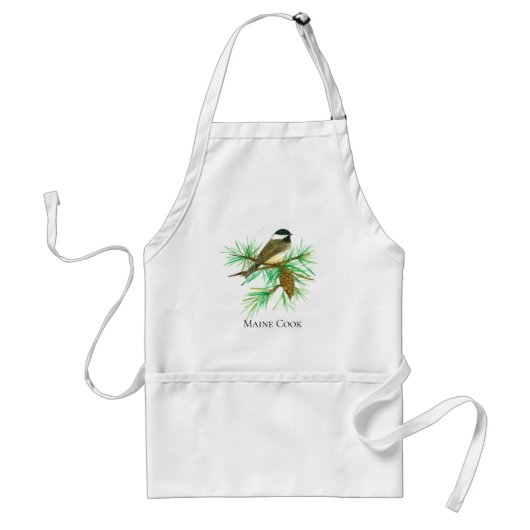 Cabin Cook Chef Chickadee Bird Pinecone Tassel Standaard Schort (Voorkant)