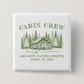 Cabin Crew Green Camp vrijgezellenfeest Vierkante Button 5,1 Cm (Voorkant)