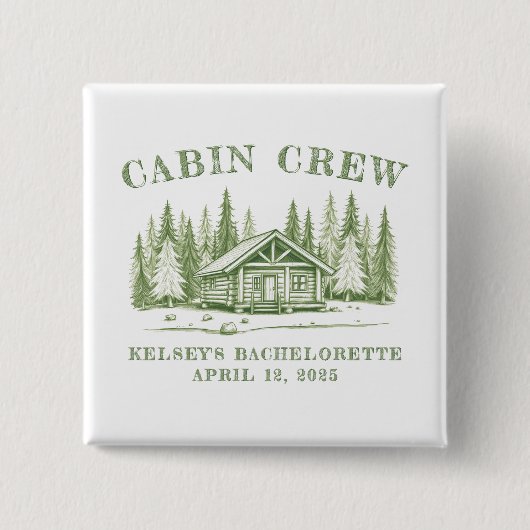 Cabin Crew Green Camp vrijgezellenfeest Vierkante Button 5,1 Cm (Voorkant)