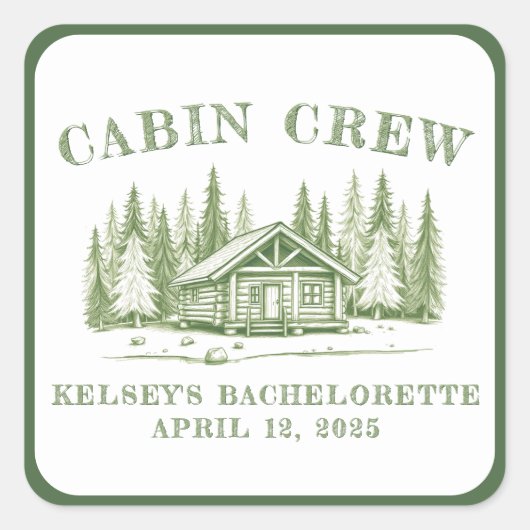 Cabin Crew Groen Meisjesuitgang Avond Vierkante Sticker (Voorkant)