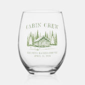 Cabin Crew Groen Meisjesuitje Vrijgezellenfeest Wijnglas Zonder Voet (Voorkant)