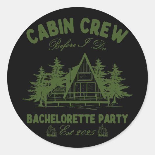 Cabin Crew Voordat ik doe Camp Bach Bachelorette d Ronde Sticker (Voorkant)