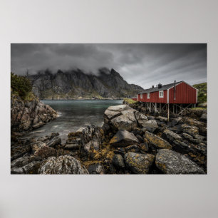 Cabin de Noorse Lofoten-eilanden Poster