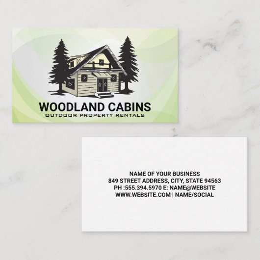 Cabin en bomen visitekaartje (Voorkant / Achterkant)