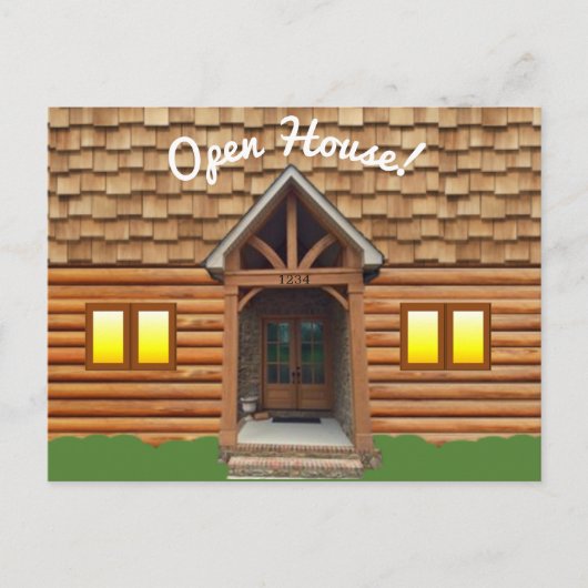 Cabin Facade Realtor Open House Briefkaart (Voorkant)