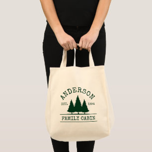 Cabin Familienaam Forest Green Grocery Tote Bag
