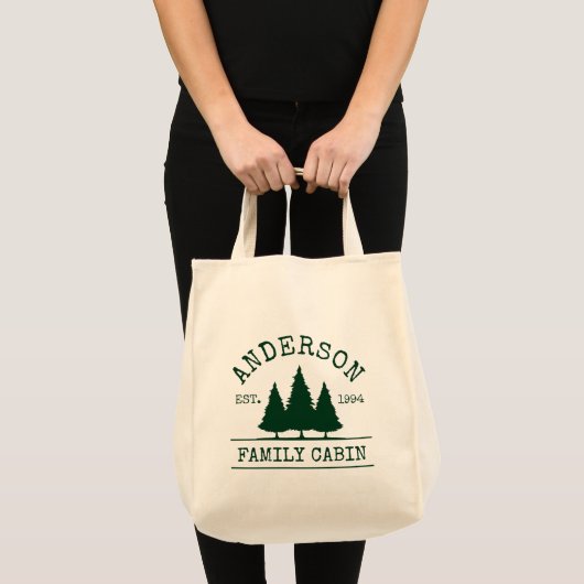 Cabin Familienaam Forest Green Grocery Tote Bag (Voorkant (product))