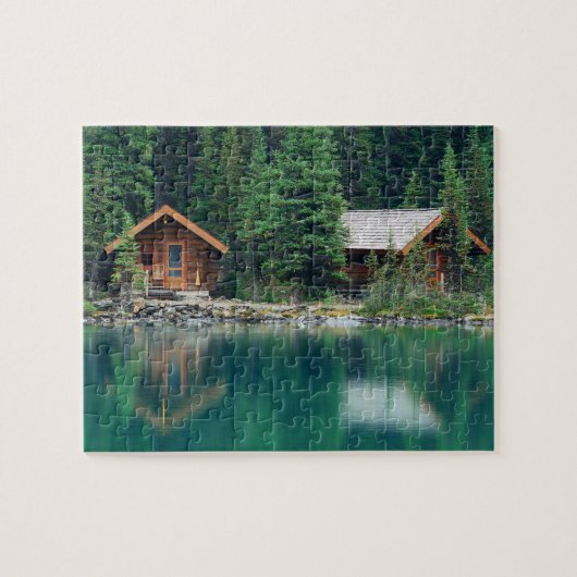 Cabin Forest Bossen Vakantie Meer Legpuzzel (Horizontaal)