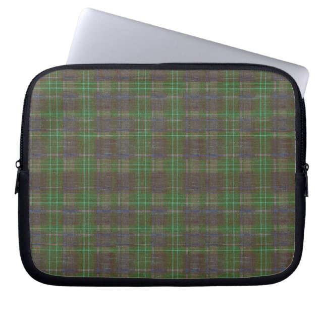 Cabin Forest Green Tartan Laptop Sleeve (Voorkant)
