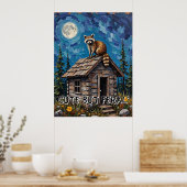 Cabin Guardian: De nachtwacht van Raccoon Poster (Keuken)