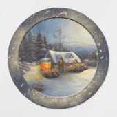 Cabin Home in Winter Labels (Design 2)