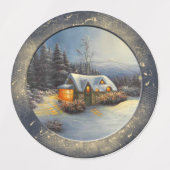 Cabin Home in Winter Labels (Design 1)