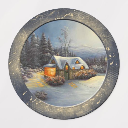 Cabin Home in Winter Labels (Design 1)