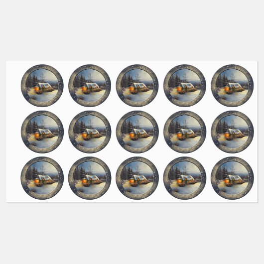 Cabin Home in Winter Labels (Vel)