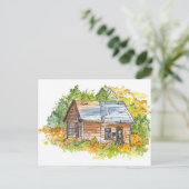 Cabin Ink Pen Schets Waterverf Landschap Briefkaart (Staand voorkant)